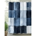 thumbnail image 2 of Shower Curtain Splicing Geometric Plaid Shower Curtains for Bathroom, Waterproof Polyester Shower Curtain Set with Hooks, Extra Long 72" x 78" Blue Checkered, 2 of 6