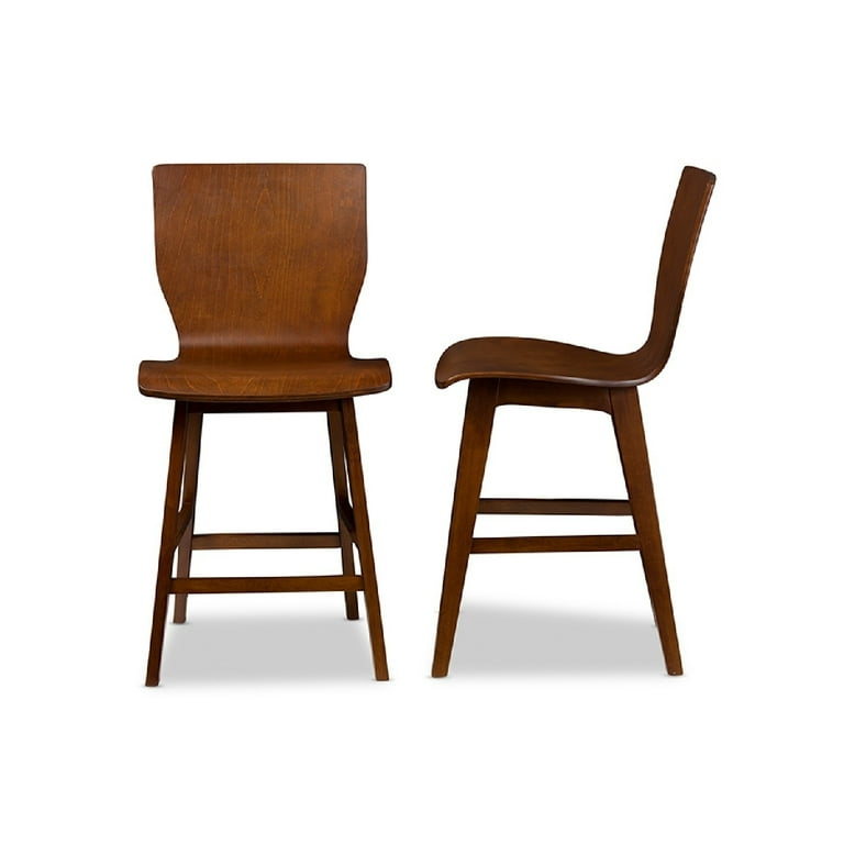 Baxton Studio Elsa Mid-century Modern Scandinavian Style Dark Walnut Bent Wood Counter Stool - Set of 2 Baxton Studio Elsa Mid-century Modern Scandinavian Style Dark Walnut Bent Wood Counter Stool - Set of 2
