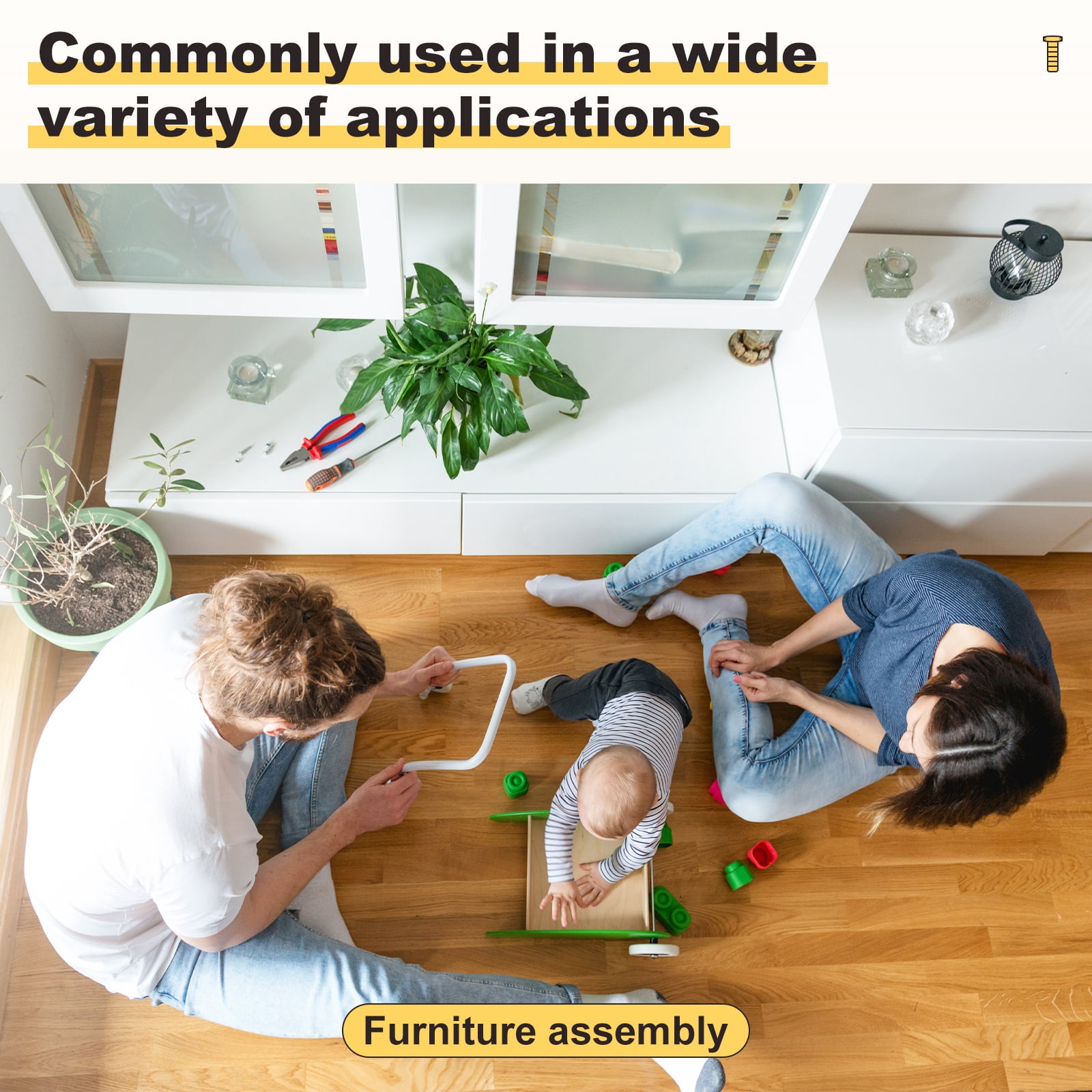 Furniture Connector Bolt Cap Nut Kit with Wrench(M6-1x16/20/25/30/35/40/45/50/55/60/65/70/75/80mm) 141Pcs, for Chair Cabinet Bed, Silver