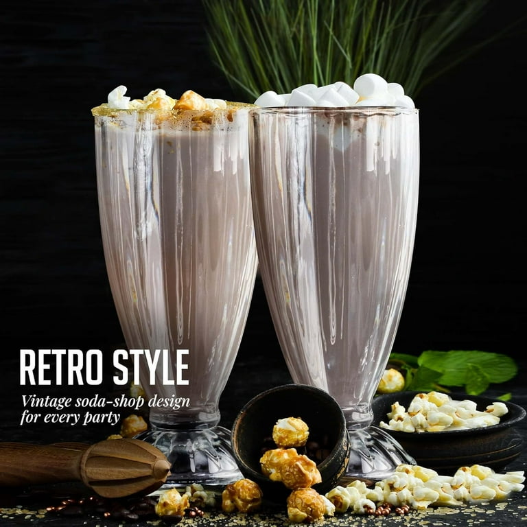 OVENTE Plastic Milkshake Glasses Set of 4, Oz Old Fashioned