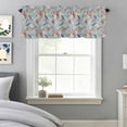 thumbnail image 3 of Pink Yellow Flowers Window Valance for Kitchen, Ethnic Retro White Floral Birds Blue Rod Pocket Short Curtain for Small Windows, Light Filtering Decorative Valance, 54 x 18 Inch, 1 Panel, 3 of 9