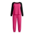 thumbnail image 5 of Njagoc3 Women's Color Block Lounge Set Raglan Sleeve Crew Neck Top and Long Pants 2 Piece Casual Sleepwear, 5 of 6