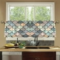 thumbnail image 4 of Yayeee Kitchen Curtains Tier Set of 2 Light Filtering 57"x36" Over Sink Window Panels, Green Art Pattern, 4 of 7