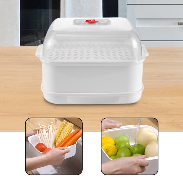 Vaporera para microondas, vaporera para verduras, utensilios de cocina para microondas, olla portátil para cocinar verduras, pescado y preparación de