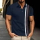 thumbnail image 1 of Blusa y camisa de manga corta con cuello vuelto para hombre, informal, de color liso, a rayas, con botones y estampado, blusa para hombre, 1 of 4