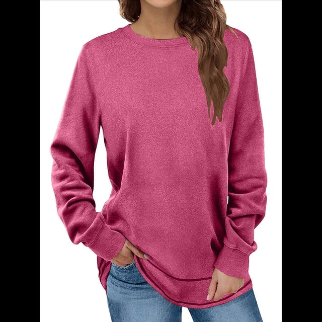 Sudadera Informal de Cuello Redondo para Mujer, Larga, Corte Holgado, Cuello Alto, Forro Cómodo, Prendas de Moda para Otoño. Rojo XXL