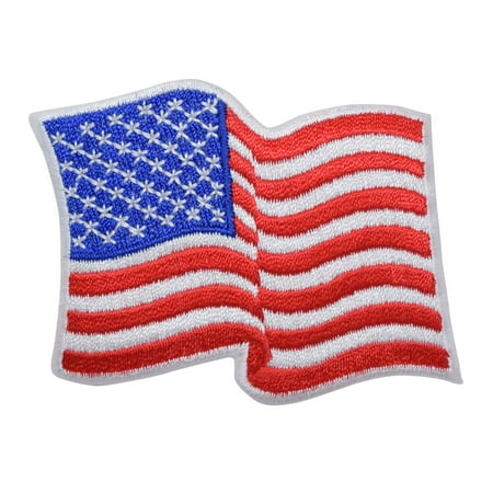 American Flag - White Border - Waving - Iron On Applique/Embroidered Patch