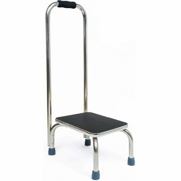 BodyMed Heavy-Duty Foot Step Stool with Handle and Non-Slip Rubber Platform for Seniors & Adults – Holds up to 300lbs, 9 ½ in. Step Up, 18”L  x 11.5”W x 34”H