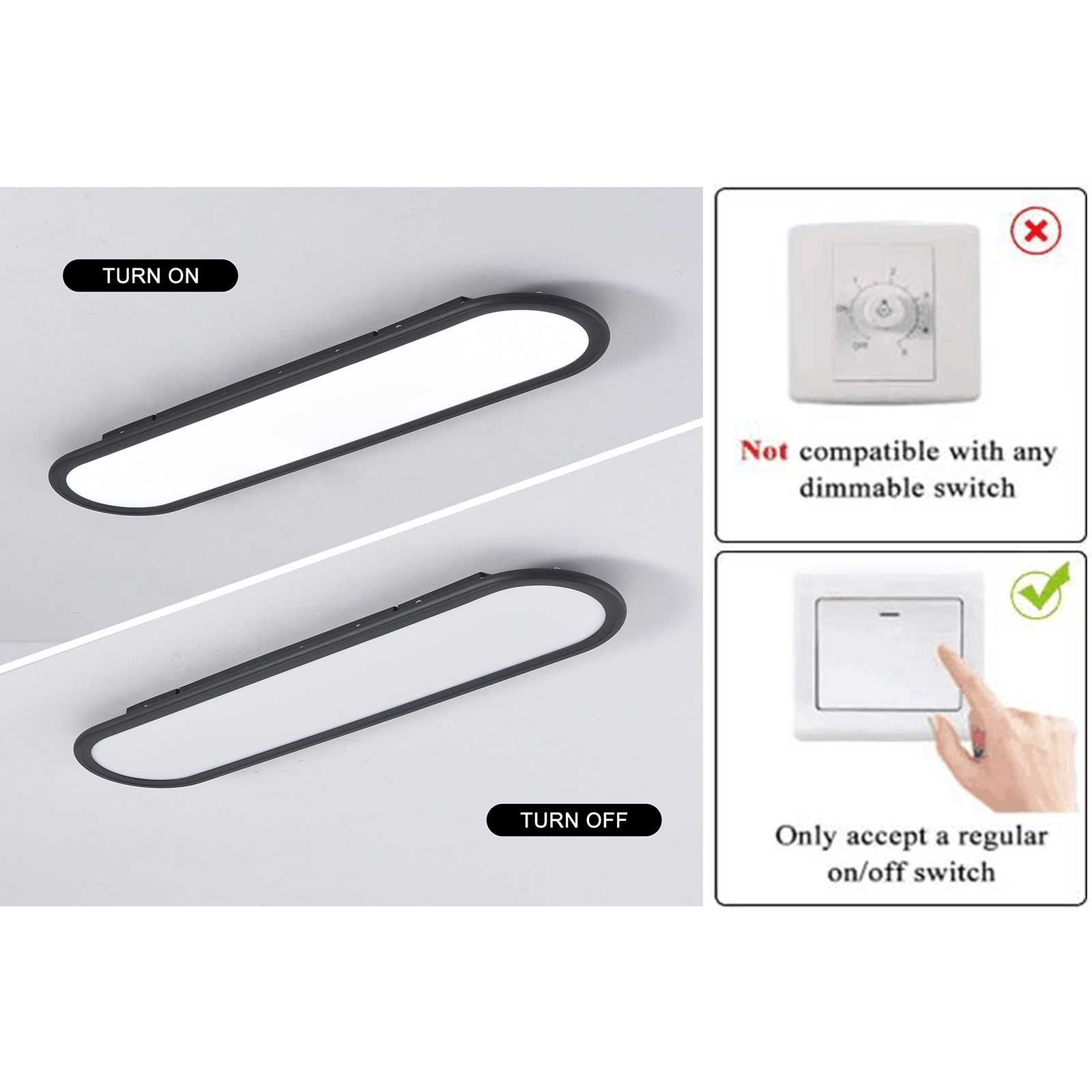 Garwarm Modern Ceiling Lights, 36W LED Linear Ceiling Lamp,Full Spectrum Long Ceiling Light, 27.6'' Ultra Thin Low Profile Light Fixture for Bedroom Kitchen Closet Hallway, Black/6500K