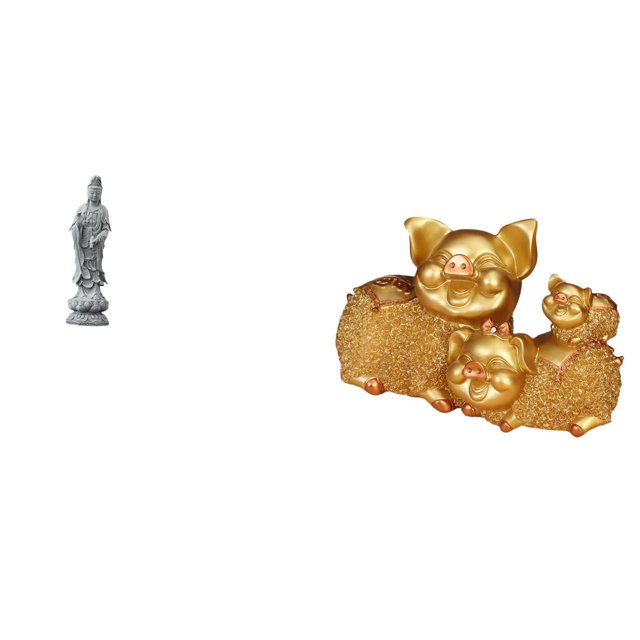 Estatua de Guan Yin,Estatua de Guan Yin para decoración del hogar.,Figura de escritorio,Figura de cerdo de la suerte para decoración de escritorio de oficina y hogar,Colección de estatuas de