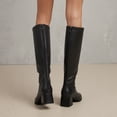 thumbnail image 5 of Women's Knee High Boots Zippered Casual Winter Boots Low Block Heel Solid Color Faux Leather Comfortable Walking Shoes for Daily Outdoor Indoor Use Black D, 5 of 9