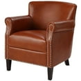 thumbnail image 2 of Home Square Nail Head Trim Faux Leather Club Chair in Caramel - Set of 2, 2 of 9
