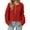 Red, variant on Women's Cropped Cable Knit Sweater Oversized Half Button Pullover (Beige, L)