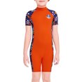 thumbnail image 1 of Buceo vela chico traje de neopreno corto traje de baño manga corta pantalones de manga corta de un solo piezas de snorkel de snorkel para surfear nadar buceo naranja xl seitruly OD003669-04, 1 of 7