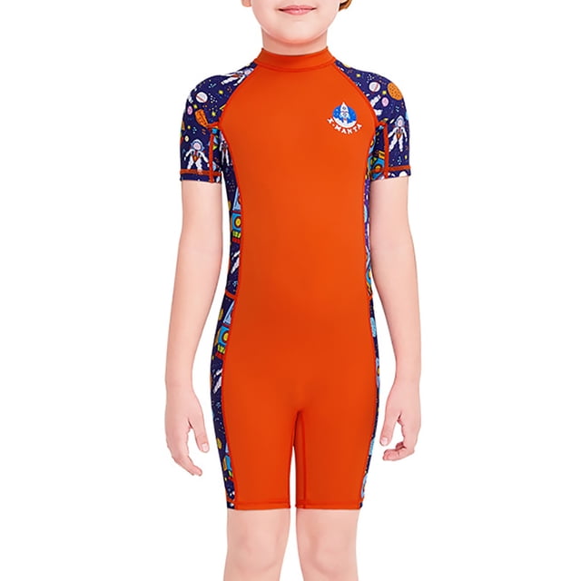Buceo vela chico traje de neopreno corto traje de baño manga corta pantalones de manga corta de un solo piezas de snorkel de snorkel para surfear nadar buceo naranja xl seitruly OD003669-04
