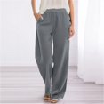 thumbnail image 2 of Chroia Women Plus Size Summer Beach Pants, Loose Cotton Linen Flowy Wide Leg Casual Palazzo Pants with Pockets, 2 of 9