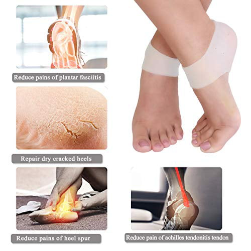 Gel & Fabric Heel Sleeves for Dry Cracked Foot Large Womens 7.5-13, Mens 7-12 Foot Plantar Fasciitis Pain Relief Heel Protectors Dr Comfortable Heel Cushion Cups 