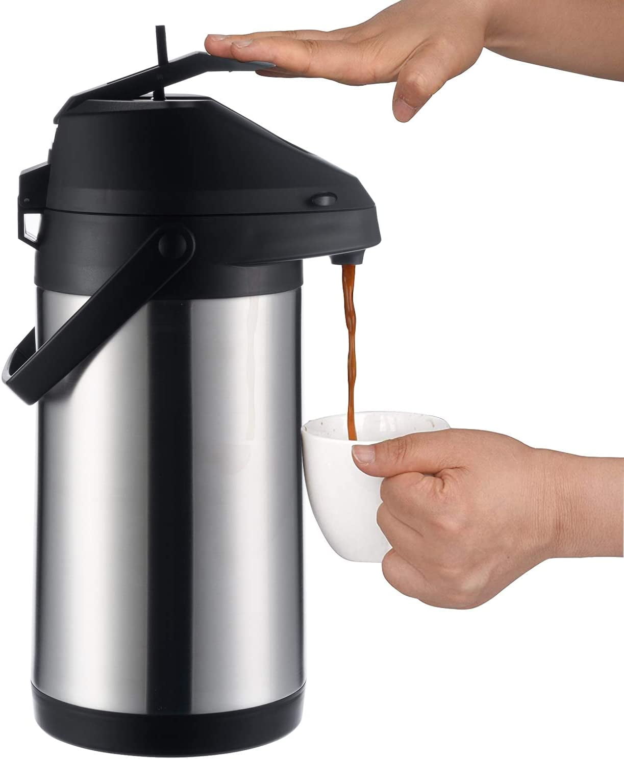PARACITY Thermal Coffee Carafe with 3 Cups 100 oz Stainless Steel Pump Coffee Server Dispenser Double Walled Vacuum Insulated Airpot Water Pot 24 Hour ...