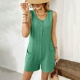 thumbnail image 4 of Womens Short Jumpsuits Solid Color Summer Casual Button Front Sleeveless Rompers With Pockets Tasseled Tie Embroide Yoke Eyelet Winter Bodysuit for Women Body Suit Long Sleeved Sweater Jumpsuit for, 4 of 4