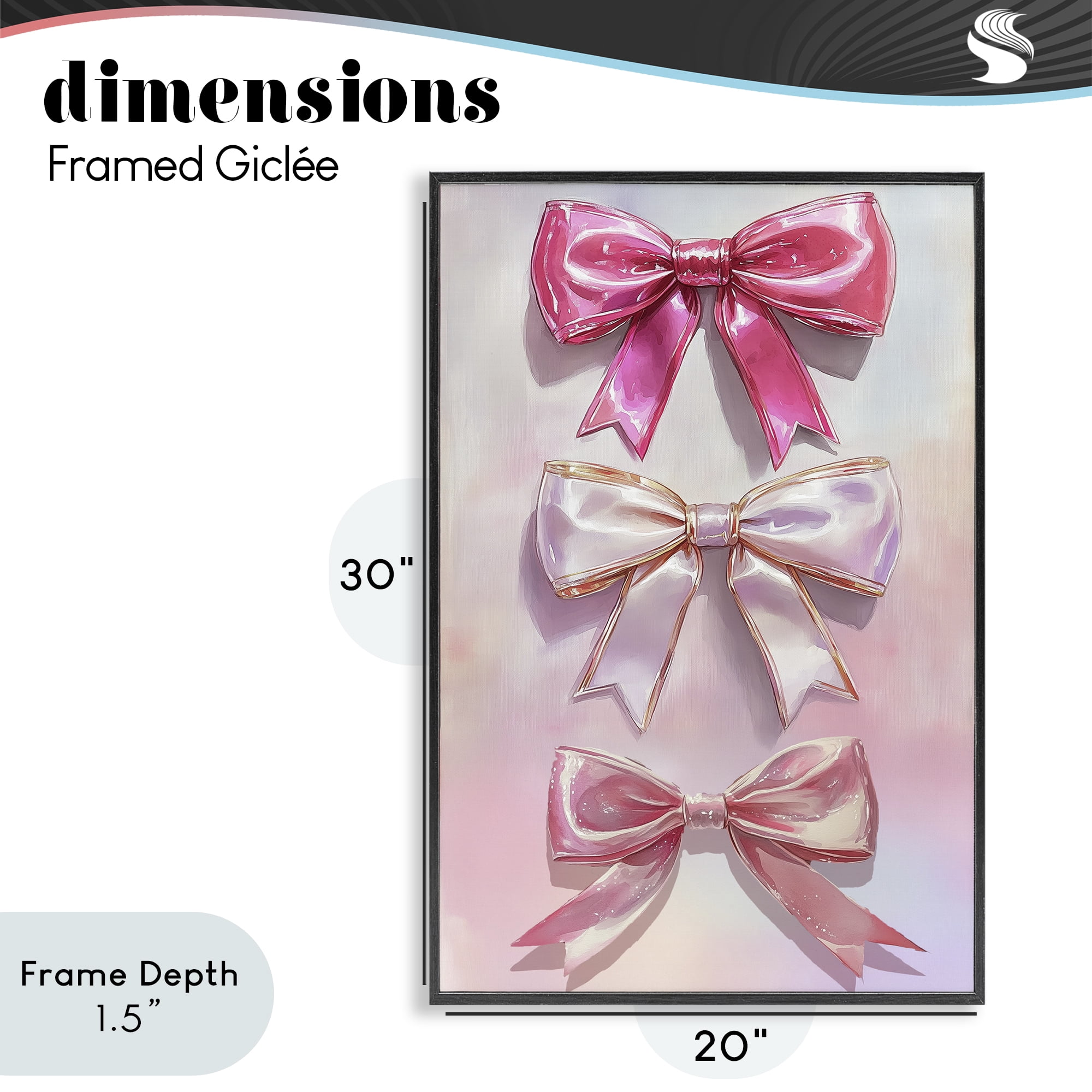 Stupell Industries Blush And Satin Bows Black Framed Giclee Art, design by Annabelle Hall