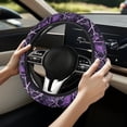 thumbnail image 2 of Uorisanigo Purple Camo Fuzzy Steering Wheel Cover Branch Print Vehicle Steering Wheel Covers for Winter Easy to Install Car Accessories Thicken Car Steering Protector Gift for Friends, 2 of 8