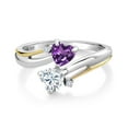 thumbnail image 2 of Gem Stone King 925 Silver and 10K Yellow Gold Ring Amethyst Moissanite (0.86 Cttw), 2 of 5