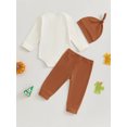 thumbnail image 3 of SUNSIOM Baby Boy Thanksgiving Outfit Fake Necktie Long Sleeve Rompers and Turkey Print Pants Hat Set Spring 3 Piece Clothes, 3 of 6