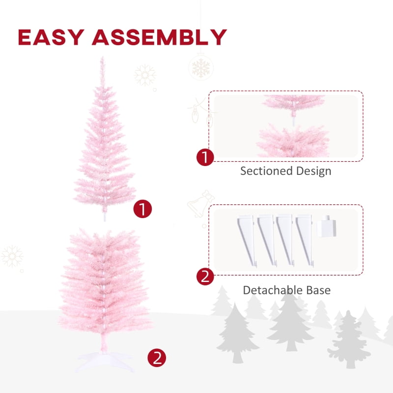Alvantor Christmas Tree Unlit Pencil with 294 Tips, Slim Holiday Decor 19.75"x19.75"x60" 5ft Pink