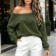 thumbnail image 6 of Staron Women's Fall Winter Off Shoulder Long Sleeve Oversized Comfy Casual Sweater Top Army Green L, 6 of 7
