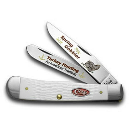 - CASE XX White Delrin Spring Gobbler Turkey Hunting 1/600 Trapper Pocket Knife Knives