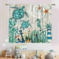 thumbnail image 3 of Sea Turtle Curtains, Coastal Nautical Beach Seaweed Seahorse Starfish Rod Pocket Window Treatments for Bedroom Living Room Bathroom Undersea Animal Blue Ocean Blackout Drapes, 52"x84" Inch, 3 of 5
