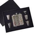 thumbnail image 2 of KuzmarK 6 oz. Stainless Steel Flask Set in Black Presentation Box -  Many Fishing Lures, 2 of 2