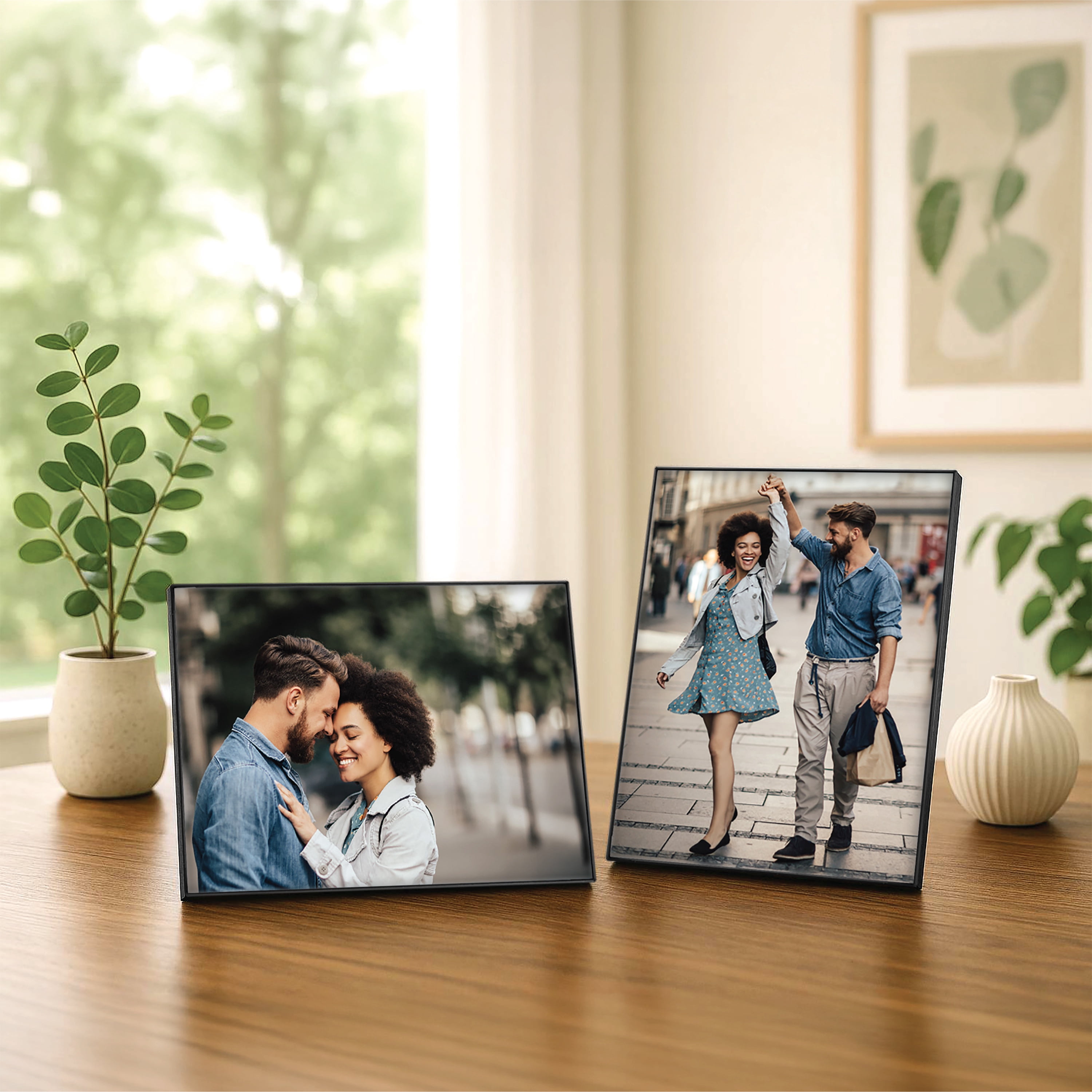 Mainstays 5x7 Picture Frame Black Front Loading Wall or Tabletop Photo Frame, Set of 2