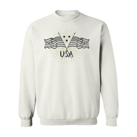 Vintage Usa Crossed Flags Sweatshirt Men -Image by Shutterstock, Male 5X-Large