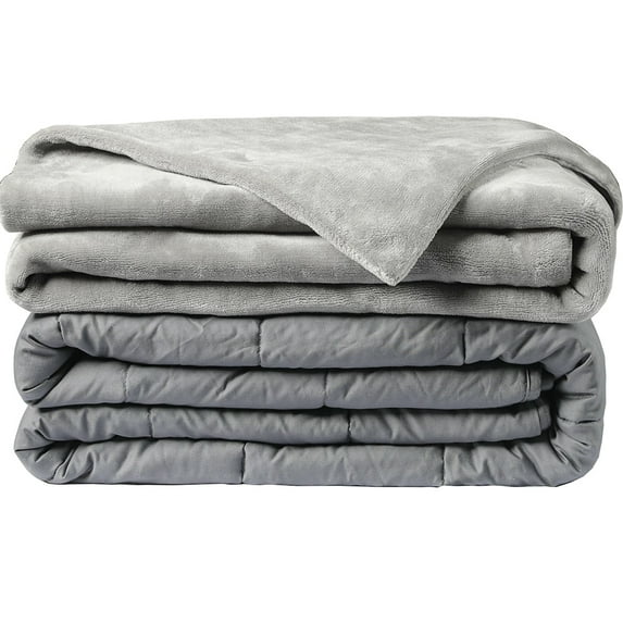 Abripedic Weighted Blankets (60"W x 80"L/ 15LB) Breathable Cotton W/Removable Velvet Cover