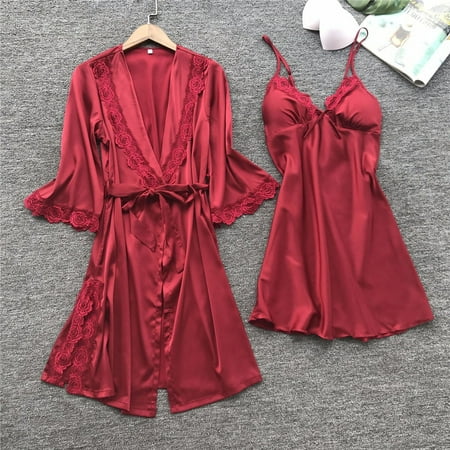

Lingerie For Women Women Fashion Sleepwear Lingerie Lace Temptation Belt Underwear Nightdress Red