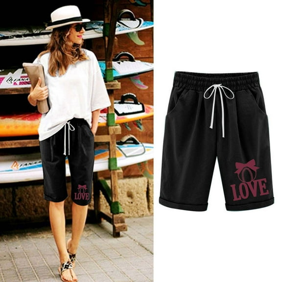 Asgosdo Soft Shorts Women Casual High Waisted Beach Shorts Wide Leg Drawstring Cute Summer Vacation Outfit Black