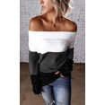 thumbnail image 2 of Pulls Femmes Robe Oversize Manches Longues Sexy hors Épaule Couleur Bloc Pull Pull Tops, 2 of 7