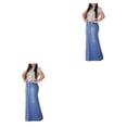 thumbnail image 4 of Qarigey vaquera larga a la moda: ajuste cómodo, botón favorecedor, larga de mezclilla lavada, faldas para mujer, Maxi índigo S 1 índigo S, 1 2Conjunto, 4 of 6