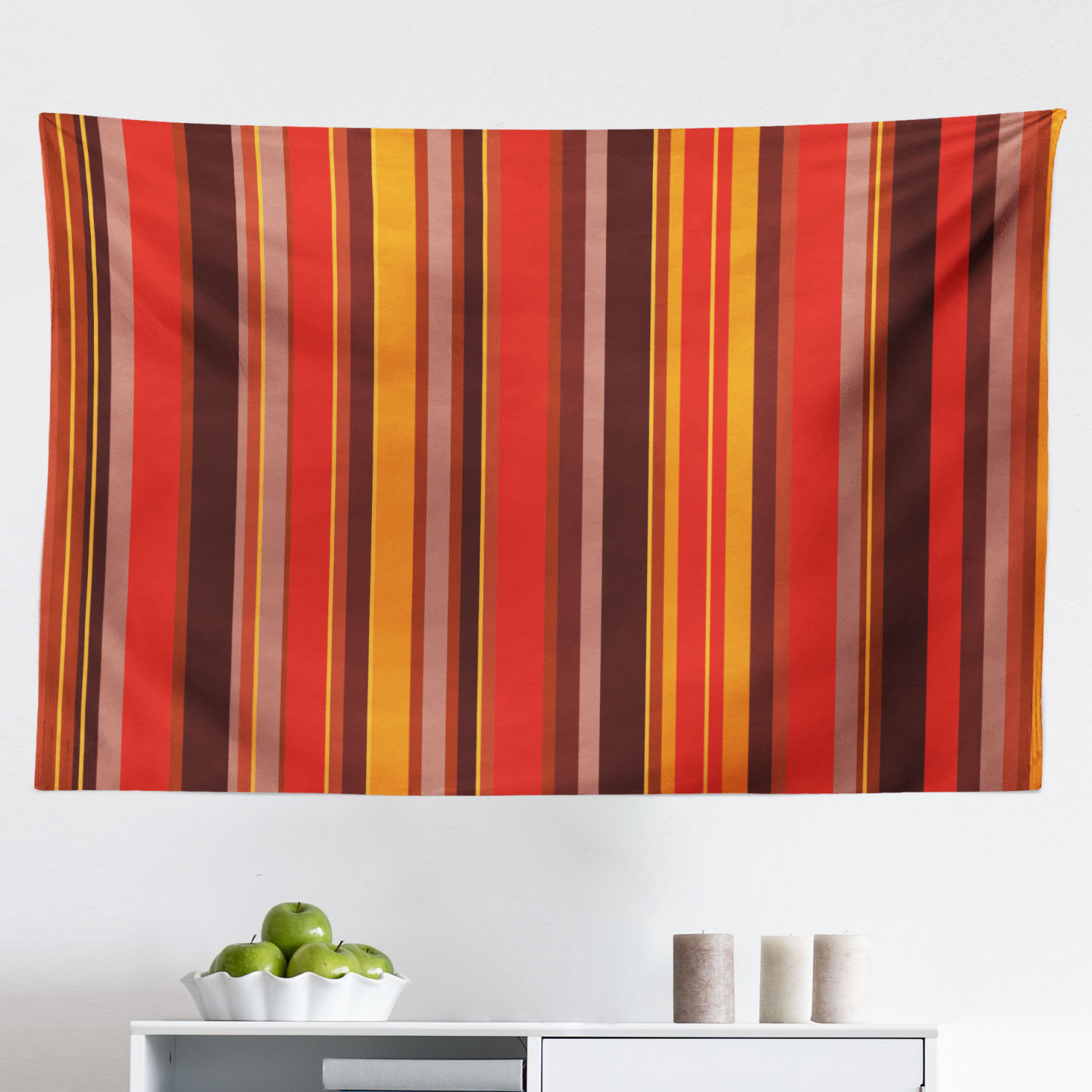 Picture of Retro Tapestry, Hexagonal Comb Pattern Geometrical Tile Graphic Art ...