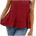 thumbnail image 5 of Felirenzacia Women's Halter Neck Ruffle Hem Tank Top, 2026 Spring Summer Soft Lightweight Flowy Spaghetti Strap Sleeveless Top,Red,XL, 5 of 8