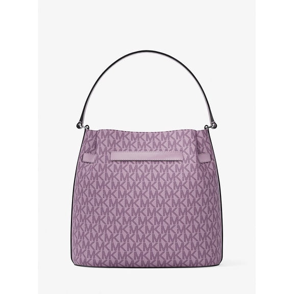 Michael Kors Outlet Carson Medium Signature Logo Convertible Bucket Crossbody Bag - LT Quartz