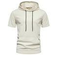 thumbnail image 2 of Nrmvnmi Men Casual Solid Fashion Pullover Hooded Short Sleeve T Shirt Blouse Independence Day, 2 of 9