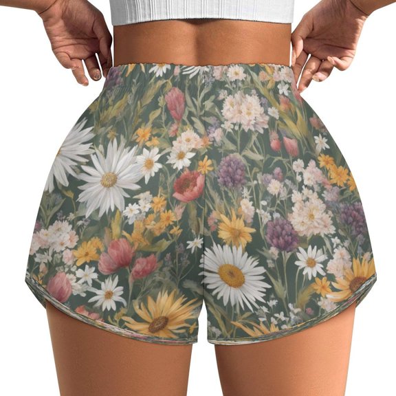 Women's Originals Shorts, Jersey Sports Shorts, Gym Shorts For Women, Wildflower Floral, 5XL, Plus Size Available