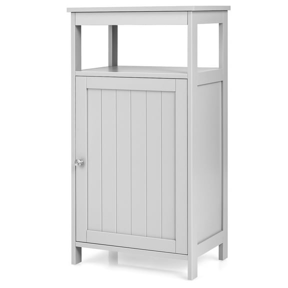 Topbuy Freestanding Bathroom Floor Storage Cabinet Wooden Storage Organizer Cupboard Shelf Grey