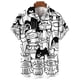 thumbnail image 3 of Camisa con estampado de gato en 3D para hombre, camisa hawaiana holgada de manga corta con botones, ropa de playa para vacaciones, ropa para niños, 3 of 5