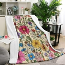 Pioneer Flower Blanket,Comfortable Soft Flannel Throw Blanket,All Season,Warm Lightweight Blankets for Sofa Bed Couch Living Room Chair,60"x80"(150x200cm)