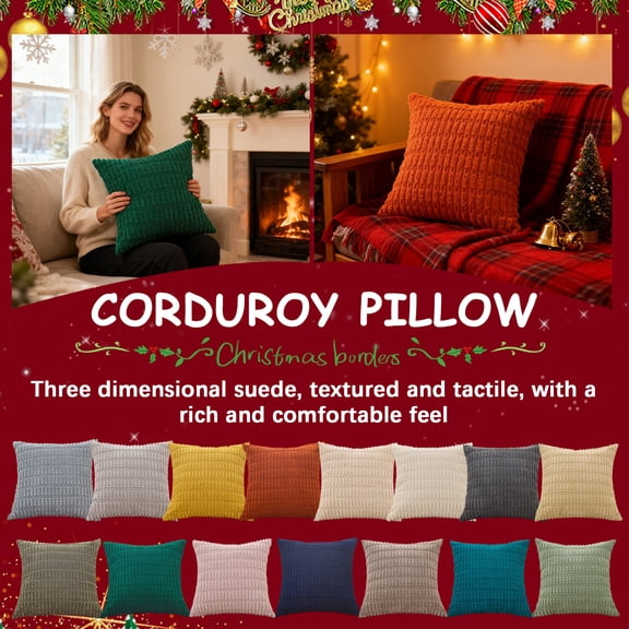 Bohemian Corduroy Throw Pillow Covers 20x20 In, Bright Multicolor Design With Lovely Ears Cozy Modern Bedroom Living Room Sofa Cushion CoversBeige