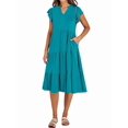thumbnail image 2 of Womens Summer Dress Ruffle Sleeve V Neck Midi Dresses Tiered Boho Beach Sundress Blue S, 2 of 7