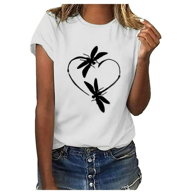 OUSITAID T-Shirt à Col Rond à Manches Courtes et Manches Courtes pour Femme